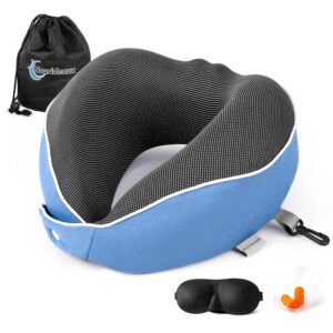 Nourideaux Comfy Travel Neck Pillow Aeroplane & Car Blue