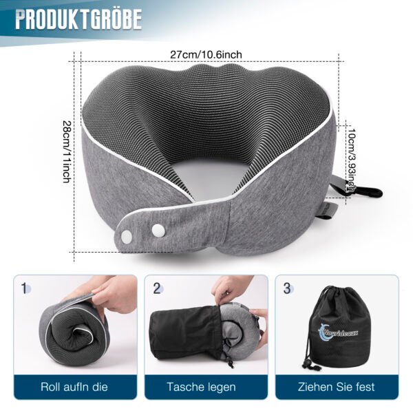 Nourideaux Comfy Neck Pillow Travel Aeroplane & Car Dark Grey - Image 2