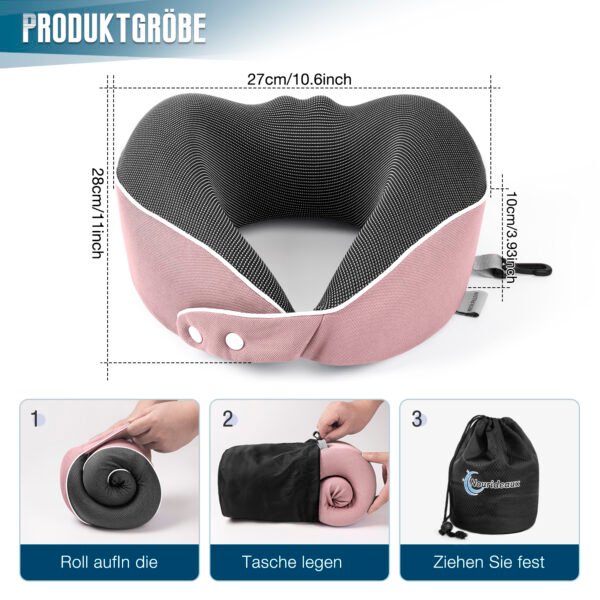 Nourideaux Comfy Neck Pillow Travel Aeroplane & Car Pink - Image 2