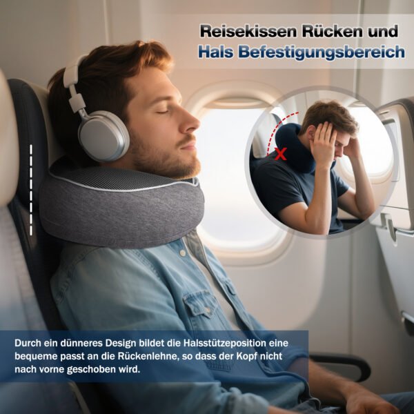 Nourideaux Comfy Neck Pillow Travel Aeroplane & Car Dark Grey - Image 3