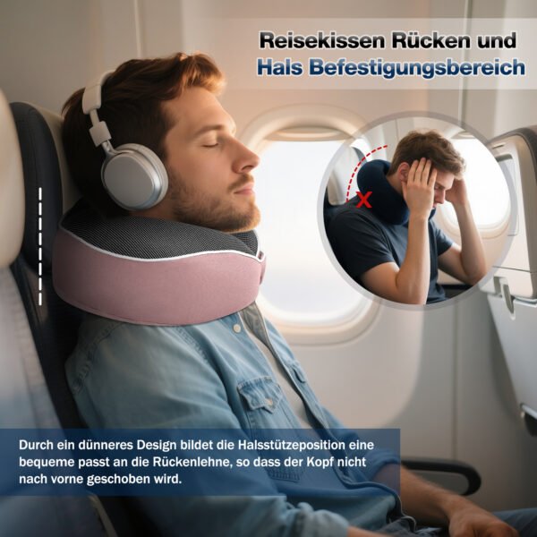 Nourideaux Comfy Neck Pillow Travel Aeroplane & Car Pink - Image 3