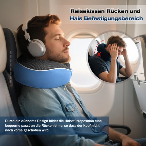 Nourideaux Comfy Travel Neck Pillow Aeroplane & Car Blue - Image 3