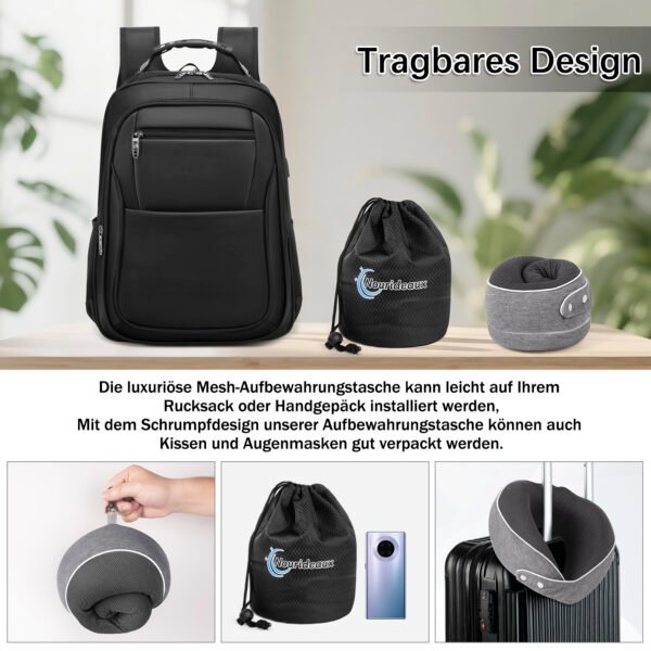Nourideaux Comfy Neck Pillow Travel Aeroplane & Car Dark Grey - Image 5
