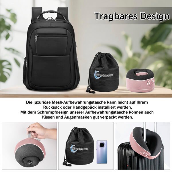 Nourideaux Comfy Neck Pillow Travel Aeroplane & Car Pink - Image 5