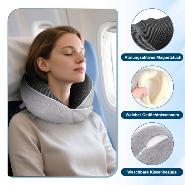 Nourideaux Comfy Travel Neck Pillow Aeroplane & Car Gray - Image 6
