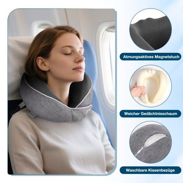 Nourideaux Comfy Neck Pillow Travel Aeroplane & Car Dark Grey - Image 6