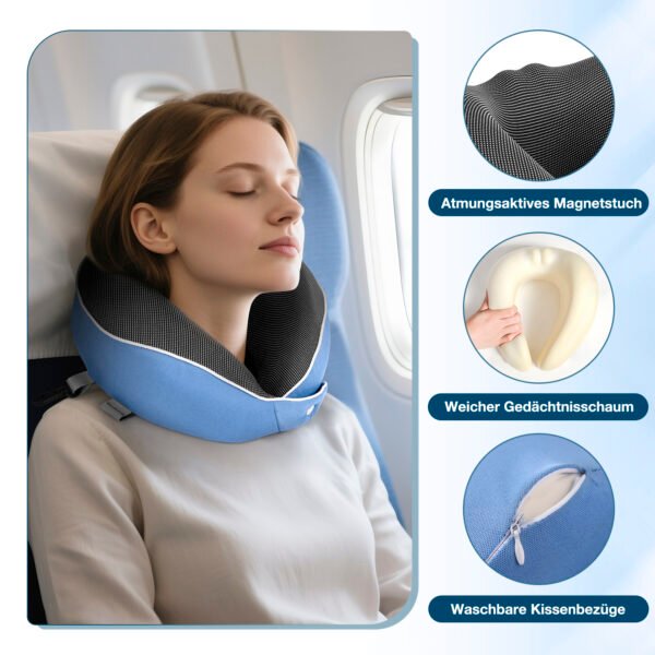 Nourideaux Comfy Travel Neck Pillow Aeroplane & Car Blue - Image 6